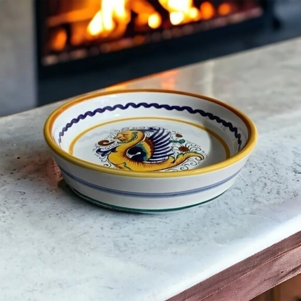 Sur La Table Dragon Print Ceramic Bowl Coaster 5.5